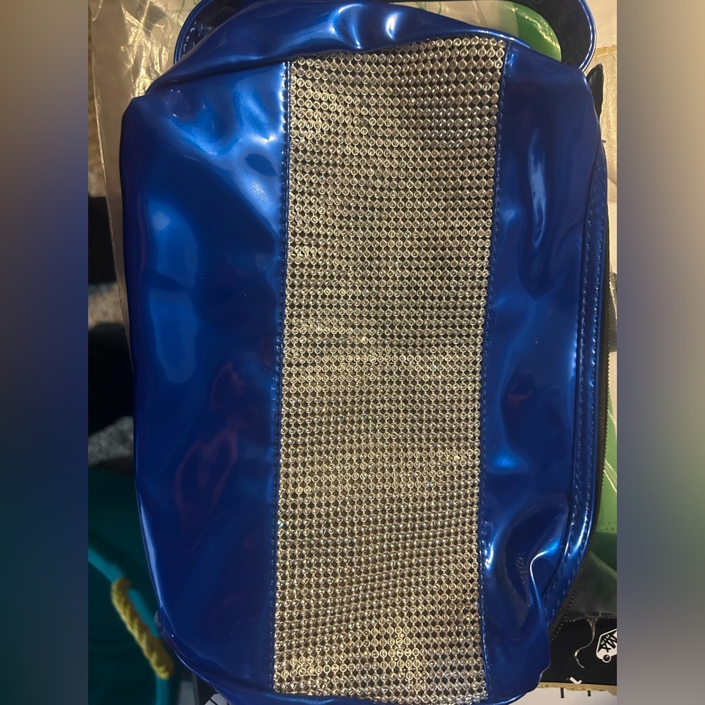 Blue and diamond make up bag new